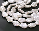 Pearly White Flat Baroque Style Shell Pearl 24x17mm