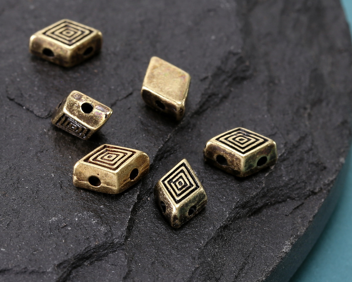Cymbal Gerontas Antique Brass (plated) GemDuo Bead Substitute 8x5mm