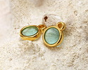 24K Gold (Plated) Transparent Sea Green Resin Round Focal 8x11mm