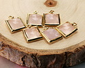 Rose Quartz (A) w/ Gold Finish Faceted Square Focal 10x13mm