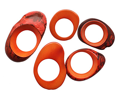 Tagua Nut Orange Open Slice (side drilled) 33-45x24-36mm