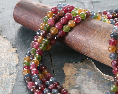 Green, Pink, Red Agate Color Mix Faceted Round 4-4.5mm