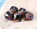 Czech Glass Jet w/ Rainbow Metallic Lantern 10mm