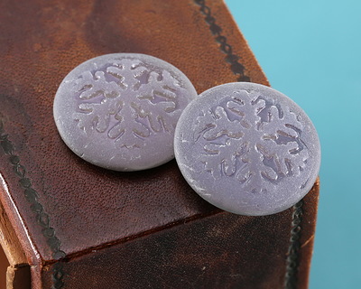 Czech Glass Matte Silver Dusk Snowflake Coin Cabochon 21mm