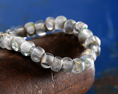 Czech Glass Crystal w/ Textured Silver AB Trica Beads 4x5mm