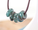Unicorne Beads Glass Copper & Teal Donut 4-6x9-11mm