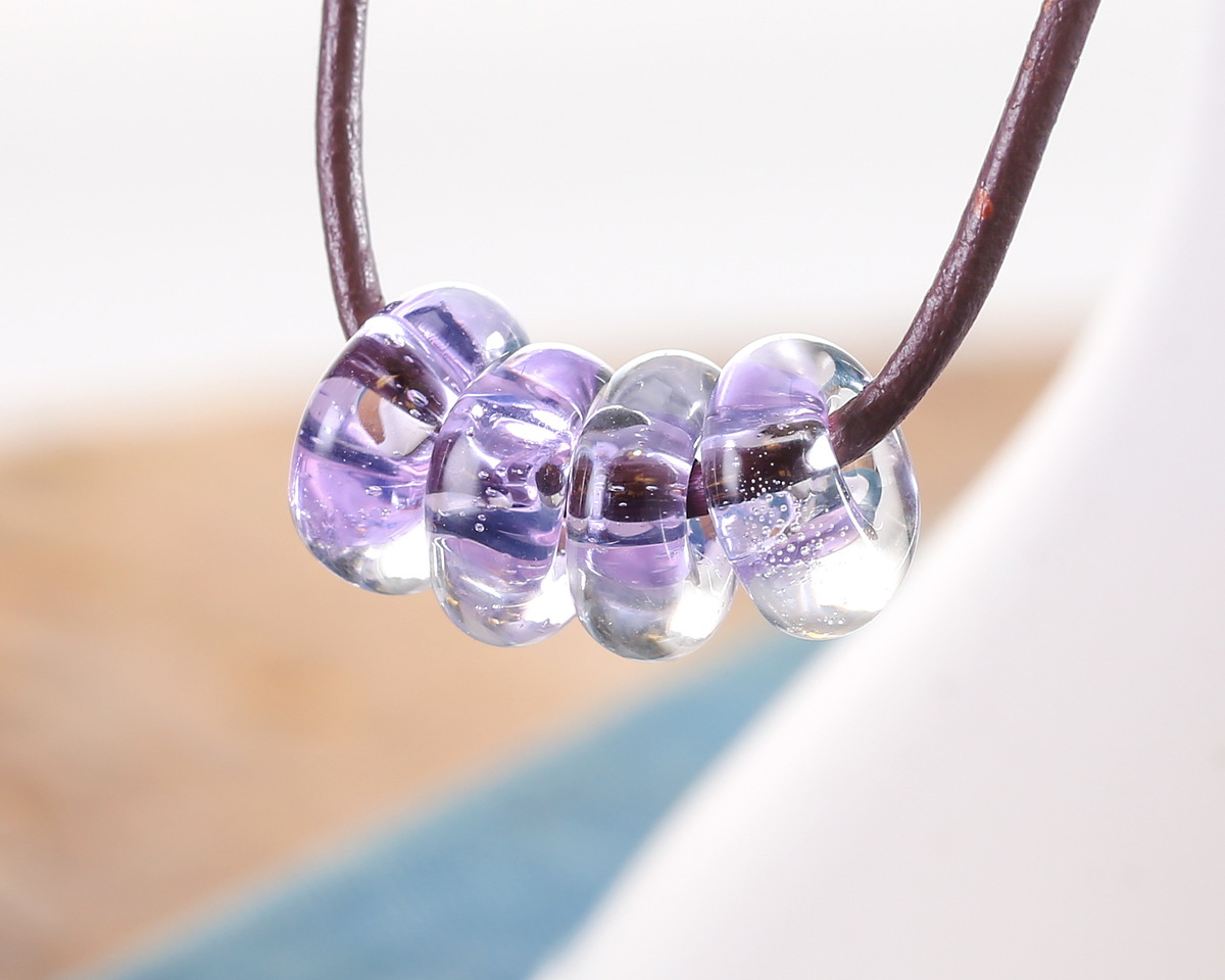 Unicorne Beads Glass Purple Jellyfish Donut 4-6x9-11mm