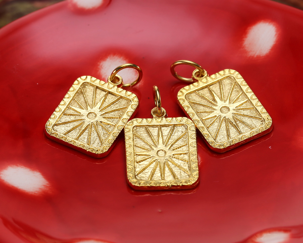 Vintaj 10K Gold (plated) Deco Starburst Rectangle 21.5x15mm