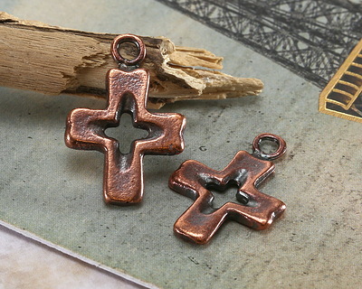 Mykonos Antique Copper (plated) Medium Simple Cross 16x25mm