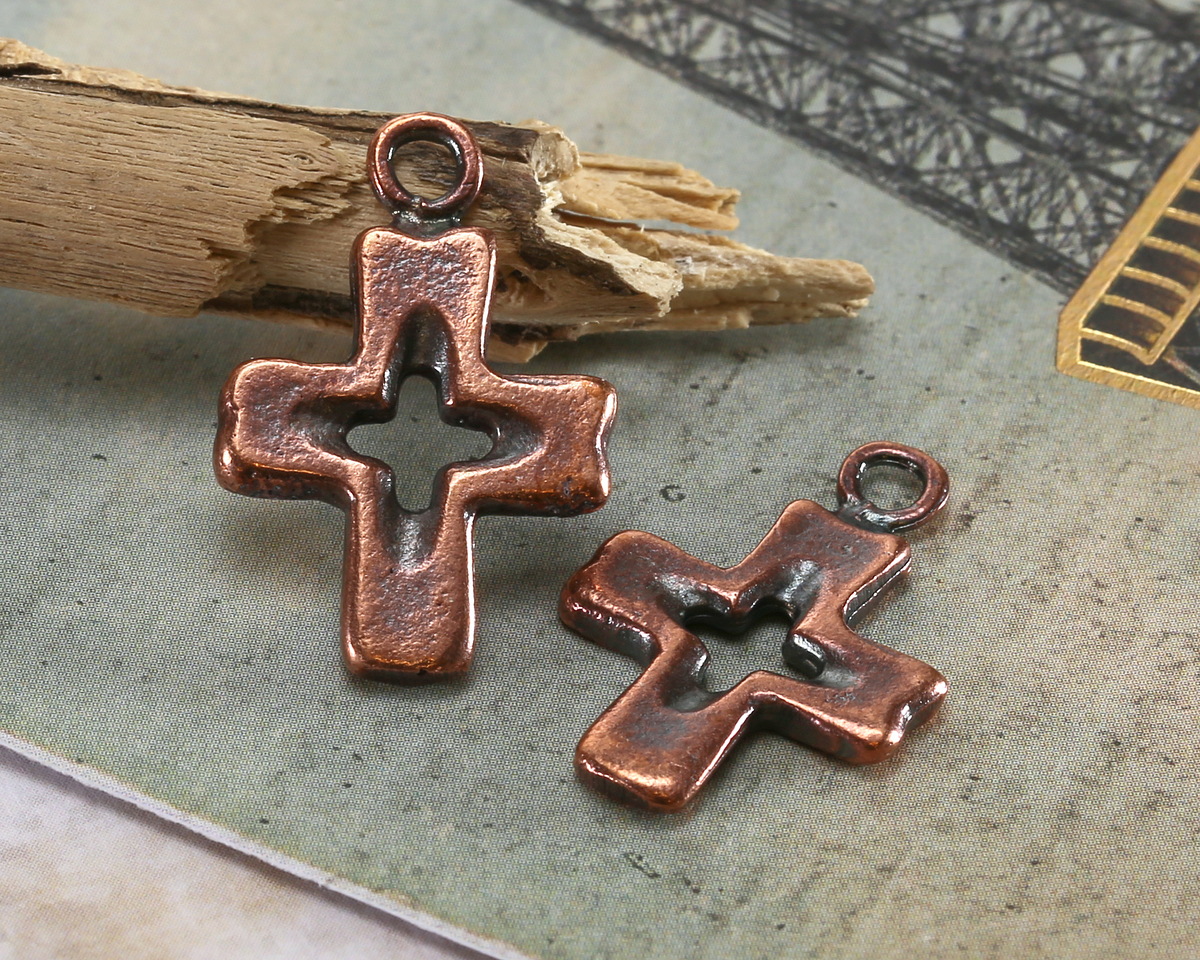 Mykonos Antique Copper (plated) Medium Simple Cross 16x25mm