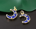18k Gold (plated) Coablt Enamel Small Celestial Crescent Moon Focal 9.5x13.5mm