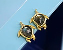 Labradorite (A) w/ Gold Finish Sea Turtle Focal 15x19mm