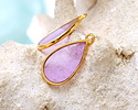 24K Gold (Plated) Transparent Lilac Resin Drop Focal 13x23mm