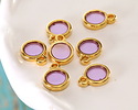 24K Gold (Plated) Transparent Lilac Resin Round Focal 8x11mm