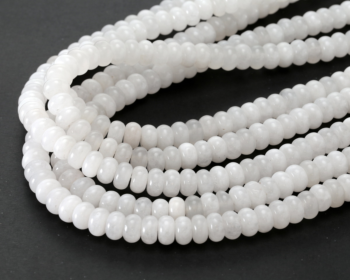 White Agate Rondelle 5x8mm