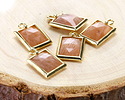 Peach Moonstone w/ Gold Finish Faceted Rectangle Focal 10x15mm