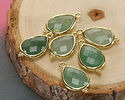 Green Strawberry Quartz w/ Gold Finish Faceted Teardrop Focal 12x21mm