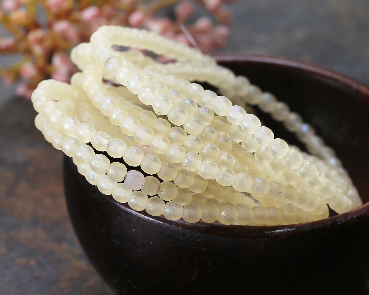 Czech Glass Textured Jonquil Luster Round Druk 3mm