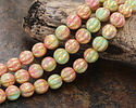 Czech Glass Flamingo Bay w/ Gold Flecks Melon Round 8mm