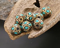 Nepalese Brass rings w/ Turquoise Mosaic Bead 8mm