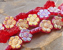 Czech Glass Ruby AB Wild Rose Coin 13mm