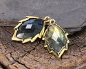 Labradorite (A) Faceted Puff Leaf Focal w/ Gold Finish 14x22mm