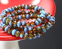 Czech Glass Bronzed Medium Blue and Amber Fire Polished Rondelle 3x5mm