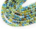 Moss Green & Deep Blue Agate Faceted Round 8mm