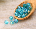Czech Glass Teal AB Faceted Melon Round 6mm
