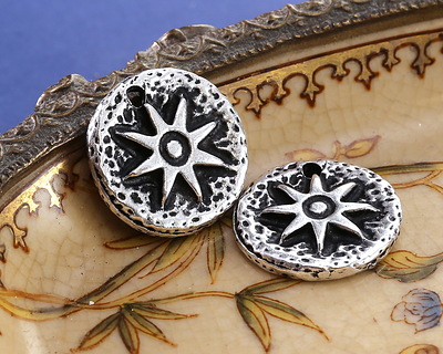 Mykonos Antique Silver (plated) Sun Coin Focal 22mm