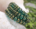 Czech Glass Emerald w/ Gold Luster Heishi 4x8mm