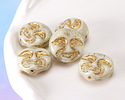 Czech Glass Ivory w/ Gold Moon Face 13mm