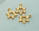 24K Gold (plated) White Enamel Snowflake Wireframe Pendant 7.5x12.5mm