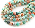 Sea Green & Orange Agate Round 10mm