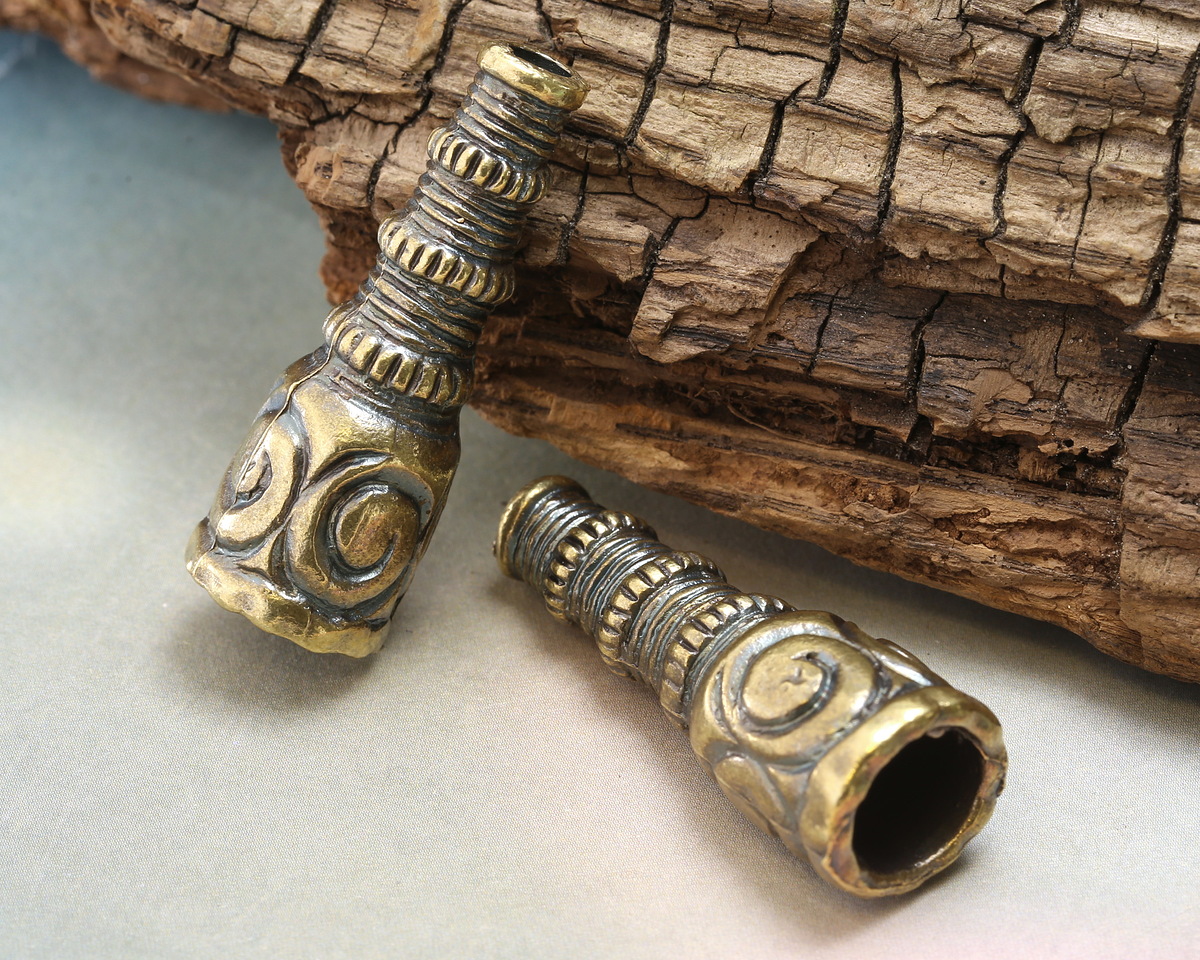 Mykonos Antique Brass (plated) Tapered Roped End Cap 14x39mm