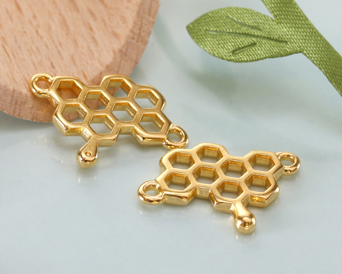 24K Gold (plated) Dripping Honeycomb Focal Link 21x15.5mm