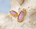 24K Gold (Plated) Transparent Lilac Resin Rectangle Focal 6x13mm