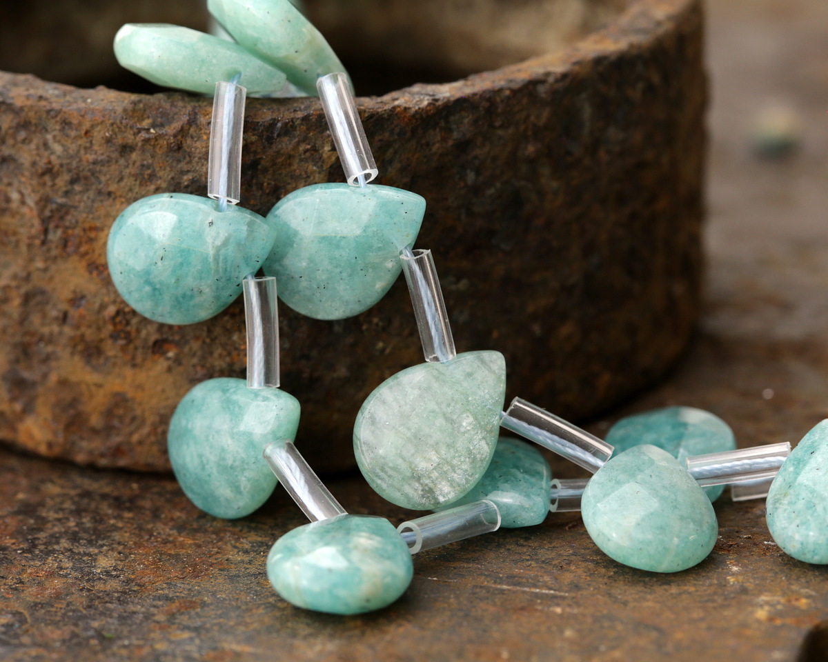 Brazil Amazonite Faceted Flat Teardrop 10x14mm