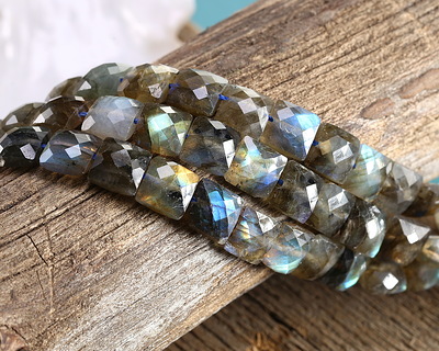 Labradorite (A) Microfaceted Square 8mm