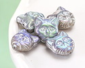 Czech Glass Silver AB Cat Head 12mm