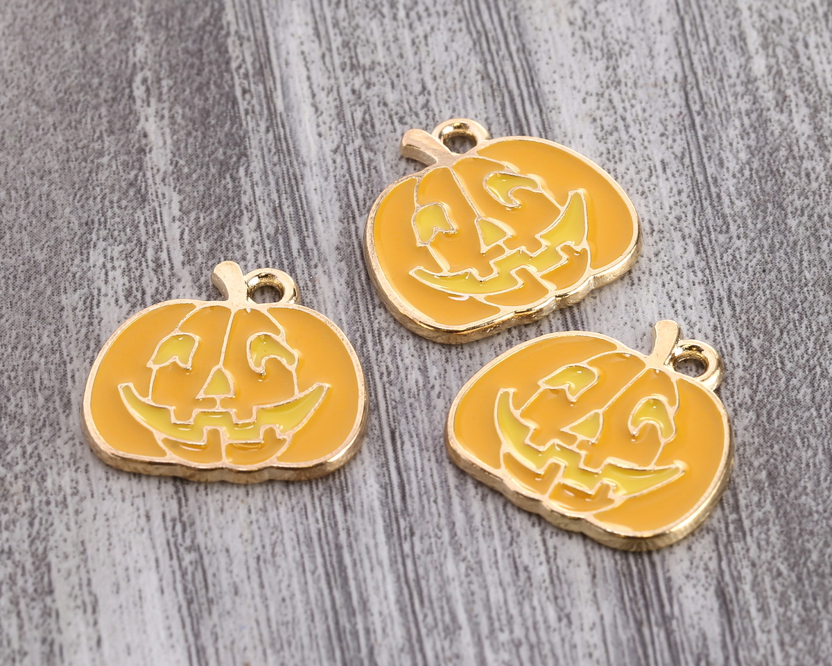 Enamel Jack 'O Lantern Focal 20x20mm
