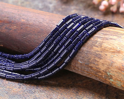 Blue Goldstone Tube 4x2mm