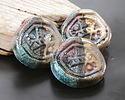 Mykonos Ceramic Iridescent Copper Patina Large Carved Focal 40mm