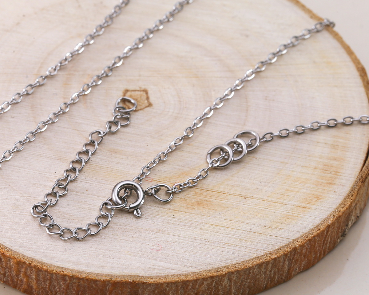 Stainless Steel Delicate Cable Chain, 18" Finished w/ 3 jump rings & 2" extender, 2.25x1.75mm links