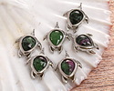 Ruby Zoisite w/ Silver Finish Sea Turtle Focal 15x19mm
