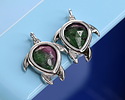 Ruby Zoisite w/ Silver Finish Sea Turtle Focal 15x19mm