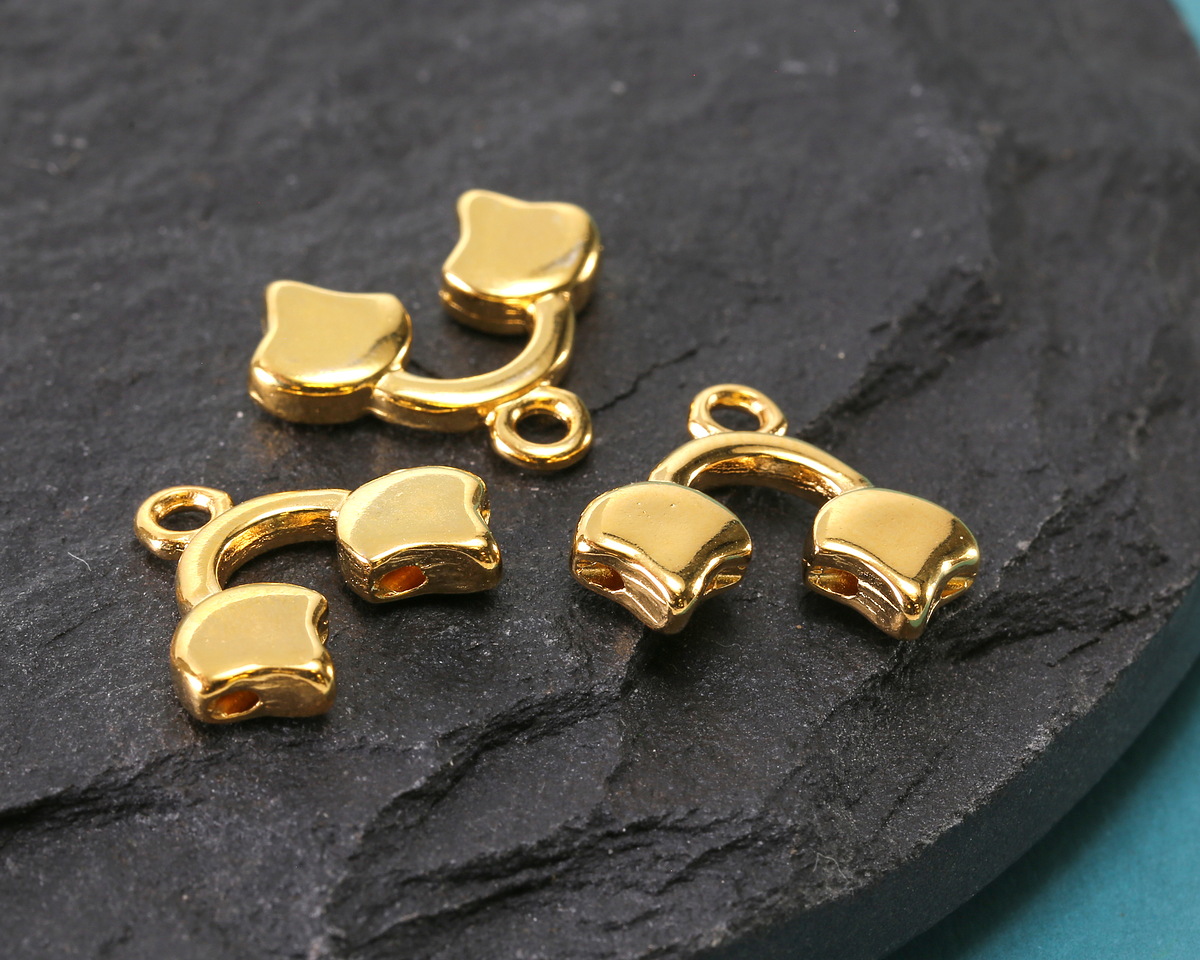 Cymbal Kastro II 24K Gold (plated) Ginkgo Bead End 14x16.5mm