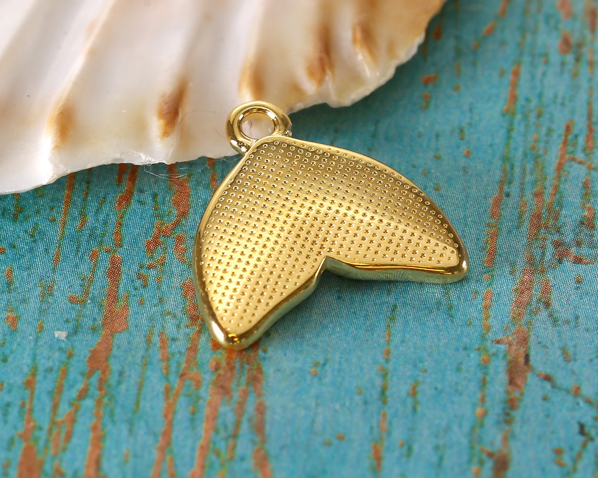 24K Gold (plated) Pink Enamel Mermaid Tail Focal 16mm