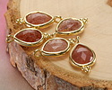Strawberry Quartz w/ Gold Finish Faceted Teardrop Focal 10x12mm