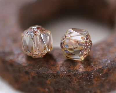 Czech Glass Crystal Picasso Faceted Barrel 8mm
